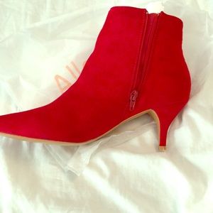 Red ankle boots suede Heel approx 3 inch